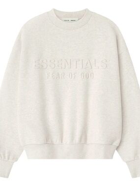 Fear of God Essentials Embossed Crewneck Sweatshirt Oatmeal Heather Men’s Small